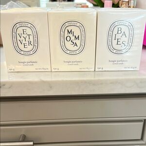 Diptyque Candle Set - Vetiver, Mimosa, Baies- still in packaging!